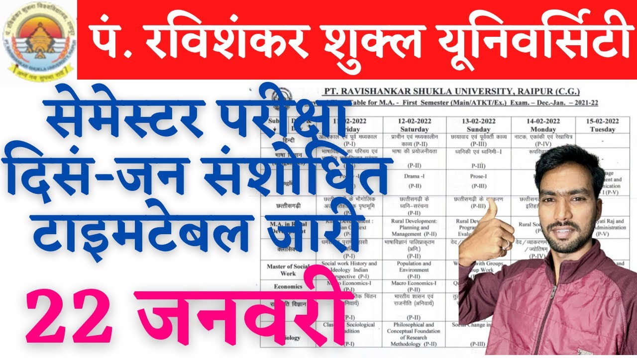 22 January 2022 | PRSU SEMESTER EXAM TIME TABLE 2022 | PRSU SEMESTER EXAM 2022 | PRSU EXAM NEWS
