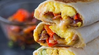 Scrambled eggs, crispy bacon, bell peppers and cheese wrapped in
tortillas toasted until the is melted gooey outside crispy. these ...
