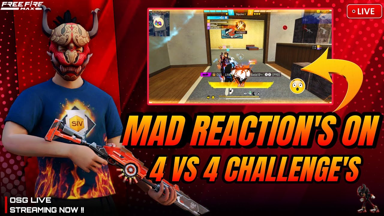 MAD REACTION ON YOUR GAMEPLAY 1 VS 3 & 2 vs 4  |OSG LIVE |TELUGU Free Fire 🔴Live 