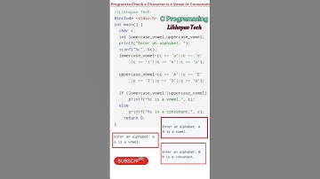 WAP to Check Whether a Character is a Vowel or Consonant | ‎@Likhopao  | C programming #programming