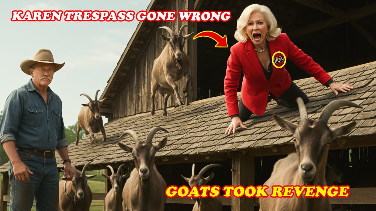 HOA Karen Trespassed Into My Barn — Then Screamed When My Goats Chased Her Onto the Roof 🐐🔥