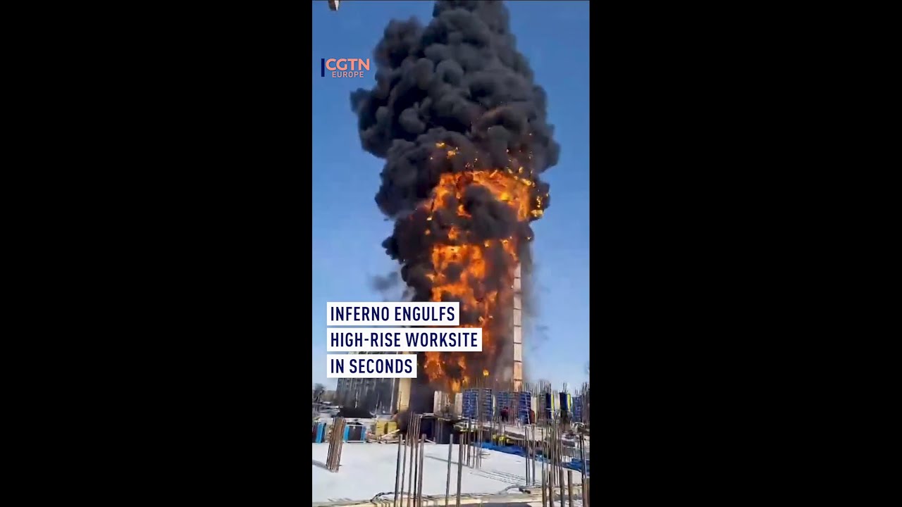 Massive inferno: Flames engulf high-rise construction site in Russia