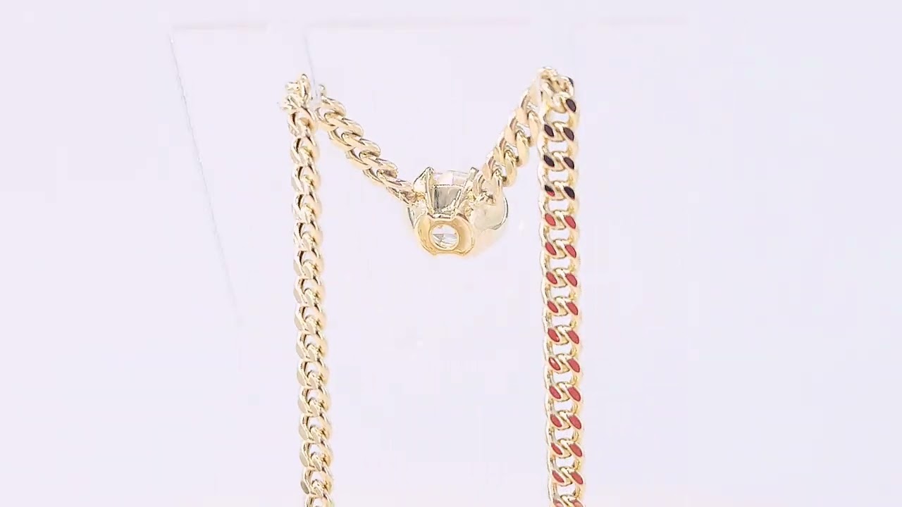 GOLD ROUND DIAMOND PENDANT WITH FUSED CHAIN BY GEMRIZE