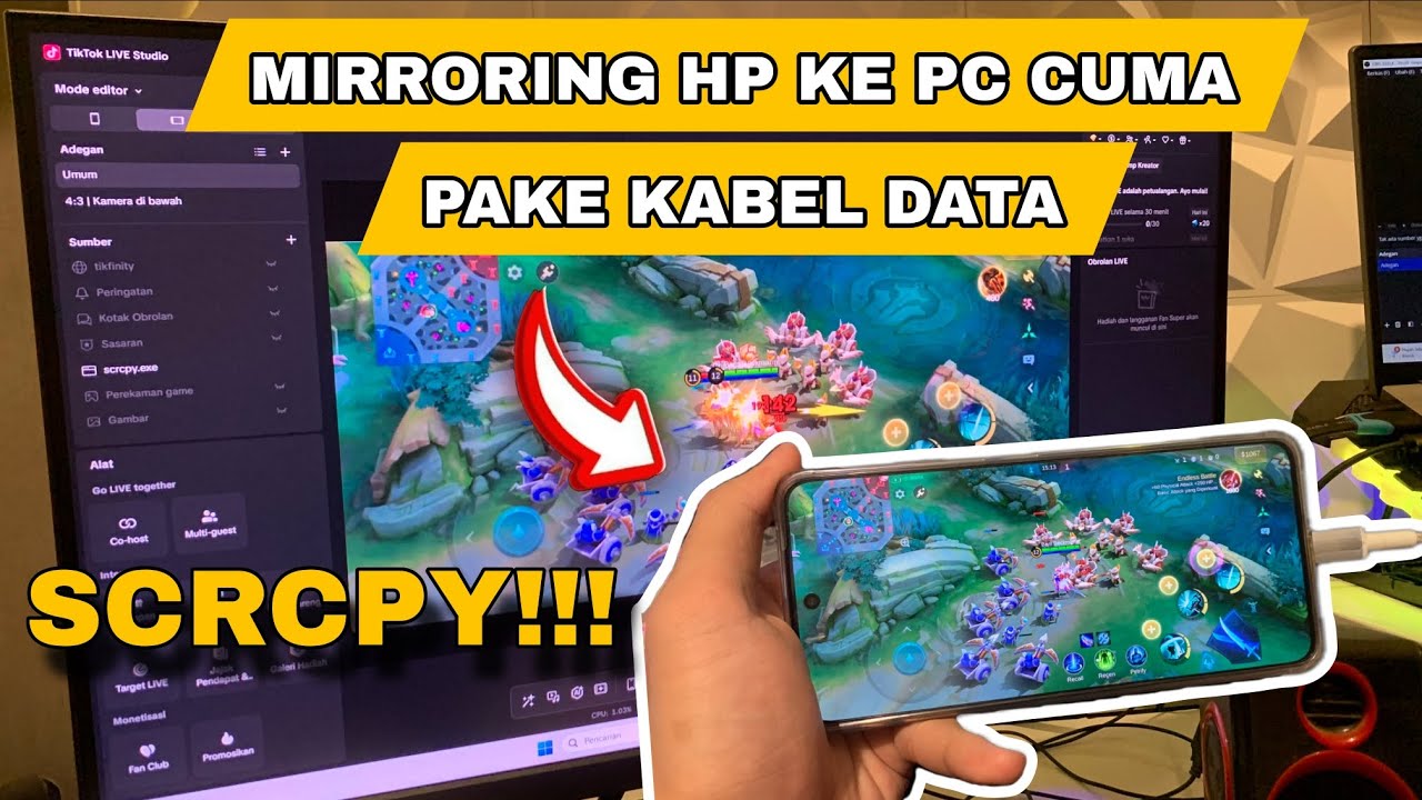Cara Mirror Layar HP ke PC Pakai Kabel Data | SCRCPY untuk Live Streaming
