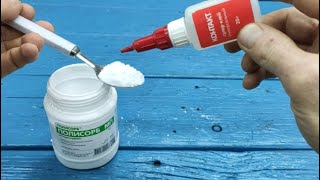Add super glue to the white powder from the pharmacy and you will be surprised!!!