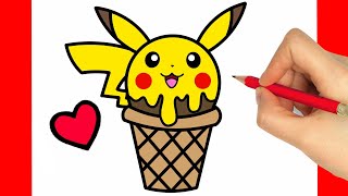 COMMENT DESSINER UNE CRÈME GLACÉE  COMMENT DESSINER PIKACHU