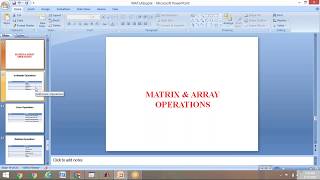 Learning MATLAB Matrix & Array operations