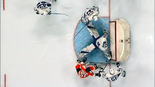 Frederik Andersen denies Valtteri Filppula on goal line