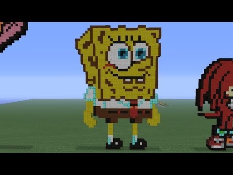 minecraft pixel art grid spongebob