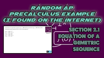 AP Precalculus Section 2.1 Example: Write the Equation of a Geometric Sequence