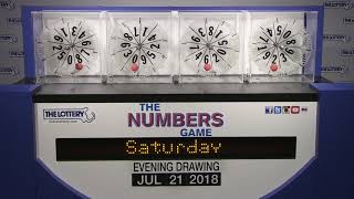 Evening Numbers Game Drawing: Saturday, July 21, 2018