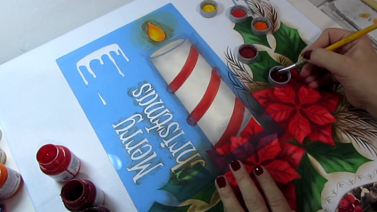 Como Pintar Velas de Natal - Stencil Paty Buoso