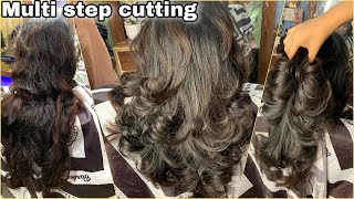 Multi step hair cutting | multi step with layer cut / haircut / step cutting