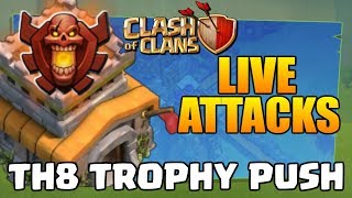 Clash of Clans TH8 Attack Strategy - CoC Trophy Push Series #2 - LIVE BATTLES!