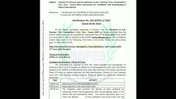 JKBOPEE to  Release admit cards for B.Sc Nursing  from 2nd of June 2023 , 2:00 pm onwards