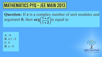 If z is a complex number of unit modules and argument θ, then arg ((1+z)/(1+Bar z)) is equal to
