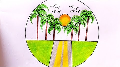 Easy circle scenery drawing/circle scenery drawing step by step circle drawing for beginner tutorial