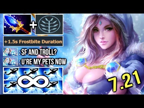 OMG FREEZE TO DEATH Scepter Crystal Maiden vs SF Troll New +20 Armor Field 7.21 Epic Gameplay Dota 2