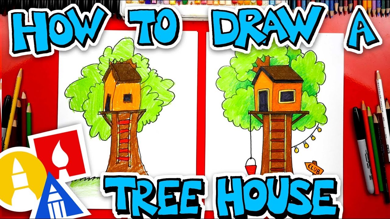 How To Draw A Treehouse - YouTube