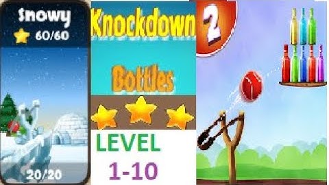 Knock Down Bottles 2 (Bottle Shooting Game 2) SNOWY Gameplay Level 1 to 10(3 STAR)