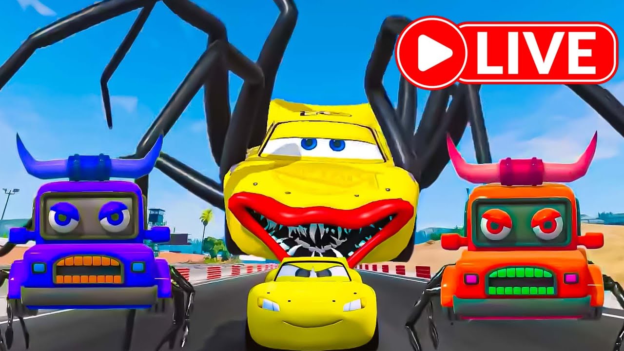 Big & Small Wide Lightning Mcqueen Monster Truck vs Mega Ramp Challenge  | BeamNG.Drive