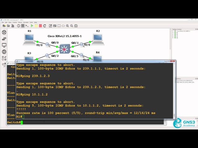 GNS3 CCNA 200-125: Mulitcast and Unknown Unicast Traffic Demo