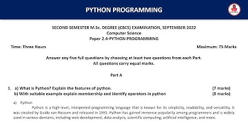 python Question paper solved | Python  | Python Programs (MSC. Cs 2nd Sem Python )