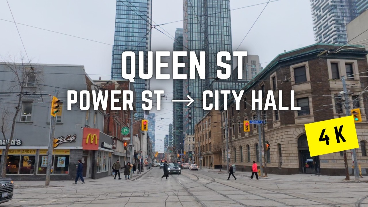 Toronto 🇨🇦 Winter Walk | Queen & Power to Nathan Phillips Square, 4K