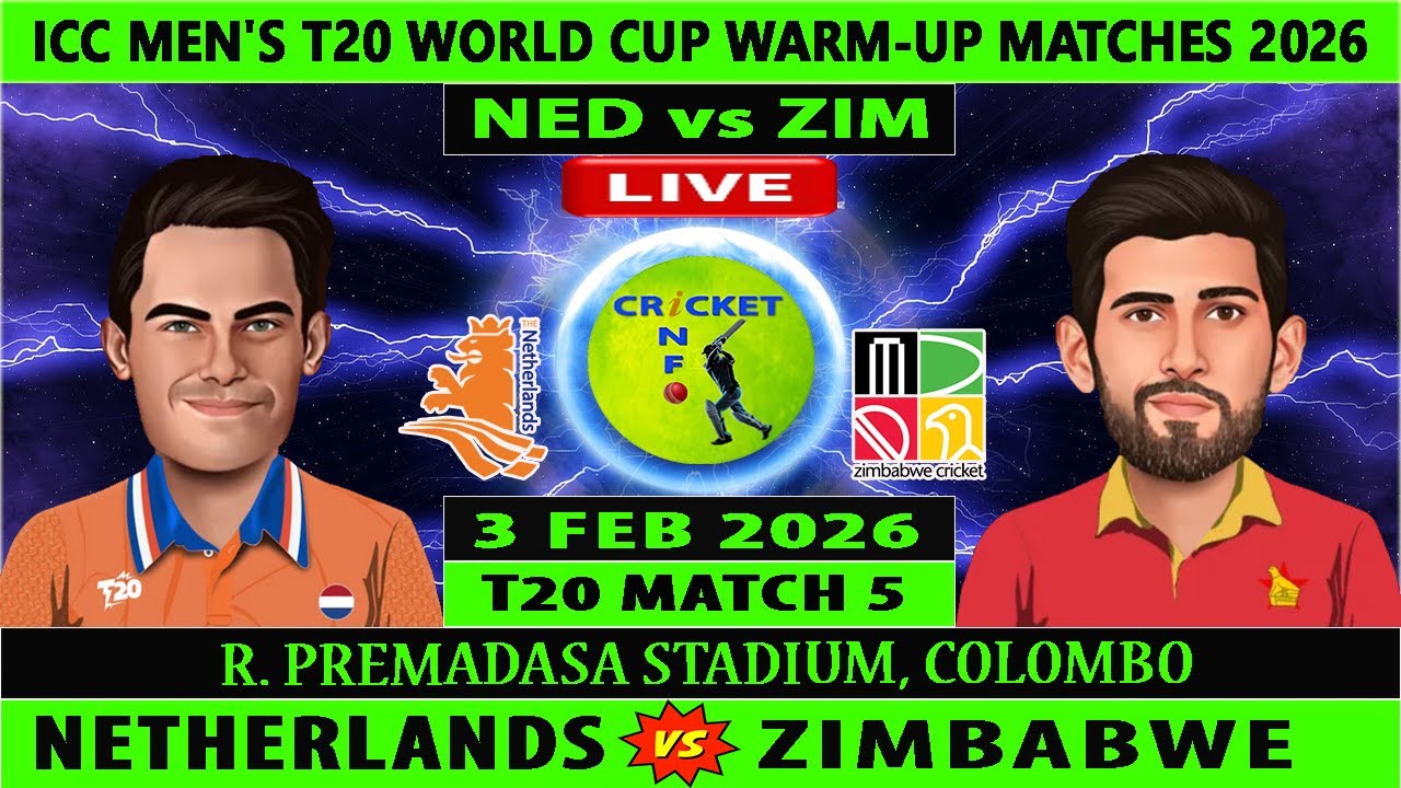 Netherlands vs Zimbabwe | NED vs ZIM | 5th T20I Match of T20 WC Warm up Matches 2026 | ZIM vs NED