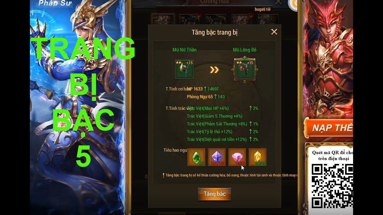 Hướng dẫn cách tăng bậc trang bị Mu Đại Thiên Sứ H5 |... - youtube