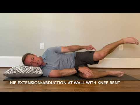 Hip Extension Abduction at Wall with Knee Bent