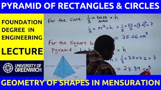 Geometry of Shapes | Volumes of Pyramids (Rectangles, Squares and Cones) Mensuration | Maths Lecture