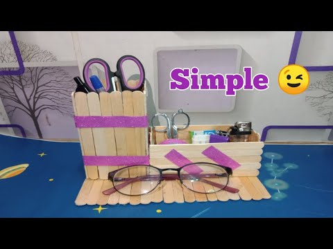 Cara Membuat Tempat Pulpen dari  stik  es  krim  Simple 