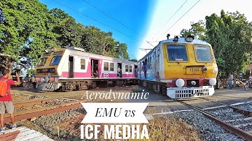 Two different types of EMU passengers train | 3 phase ICF Medha vs old aerodynamic emu | LOCALTRAIN