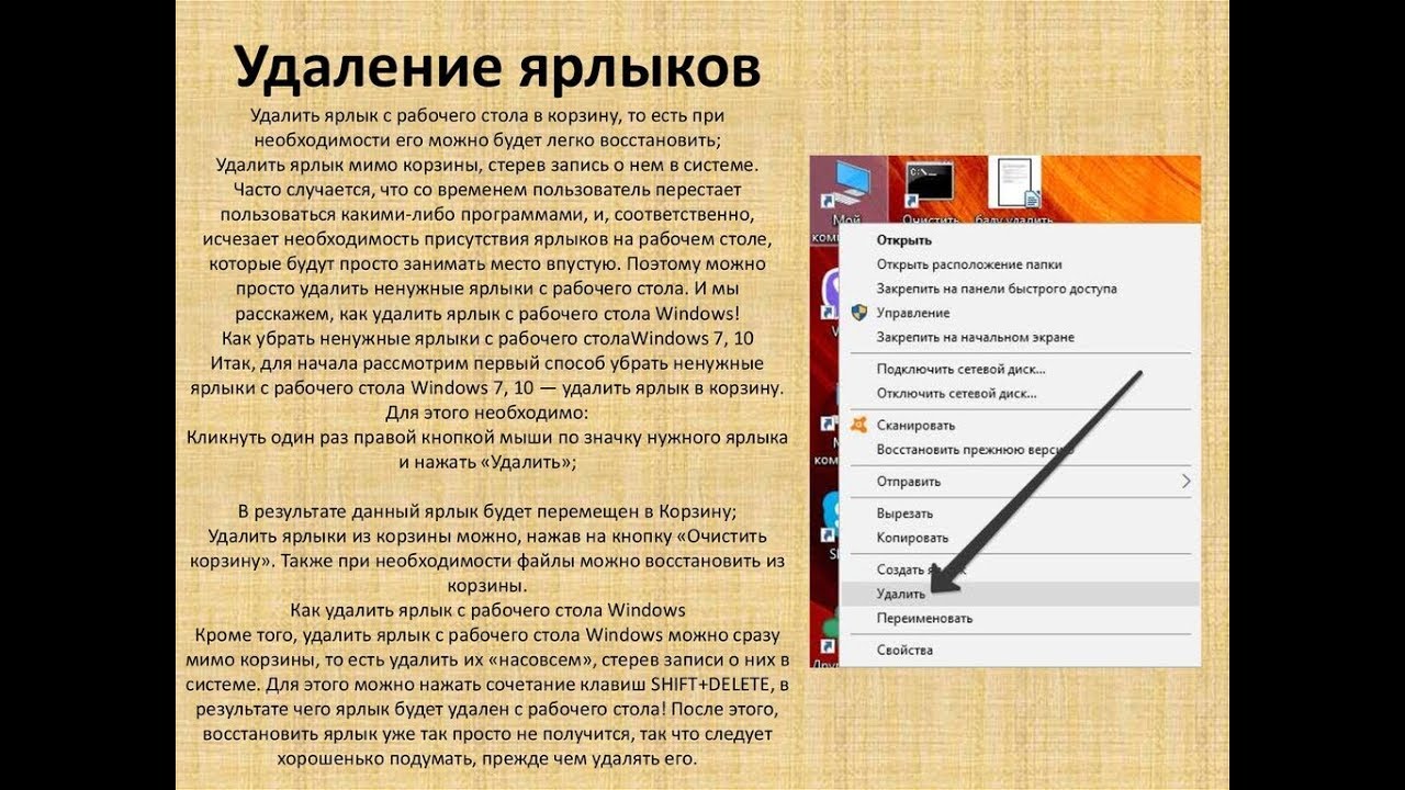 Как удалить 2 способами. Удаление ярлыков с рабочего стола. Как удалить ярлык с рабочего стола. Как убрать ярлык с файла. Как удалить ярлык с рабочего стола который не удаляется.