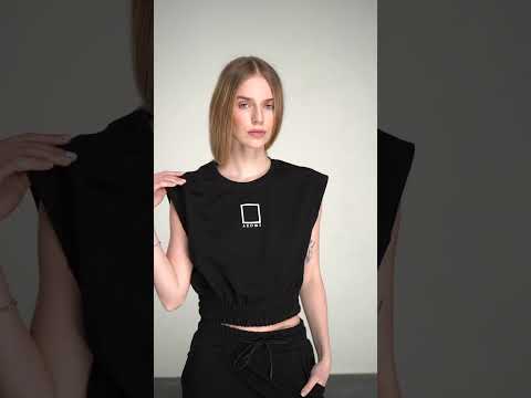 Костюм жіночий двійка котоновий чорний Modna KAZKA MKAZ6417-2, видео 1