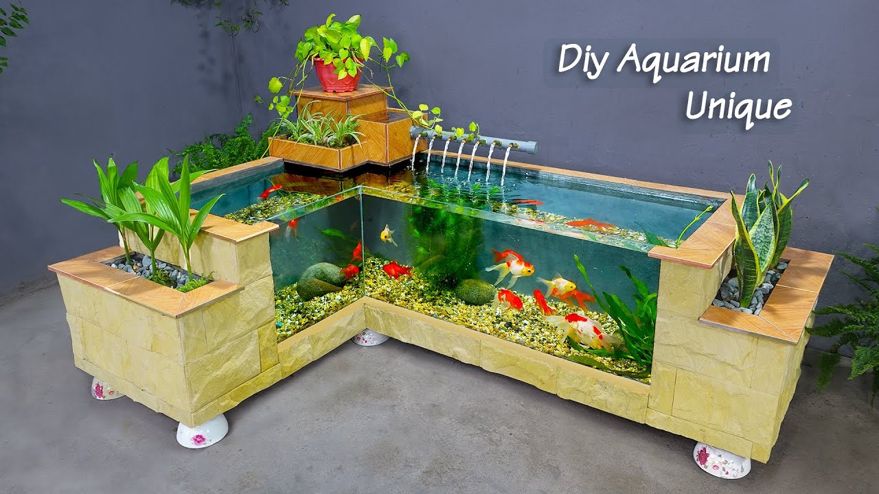 DIY amazing aquarium from cement and slats