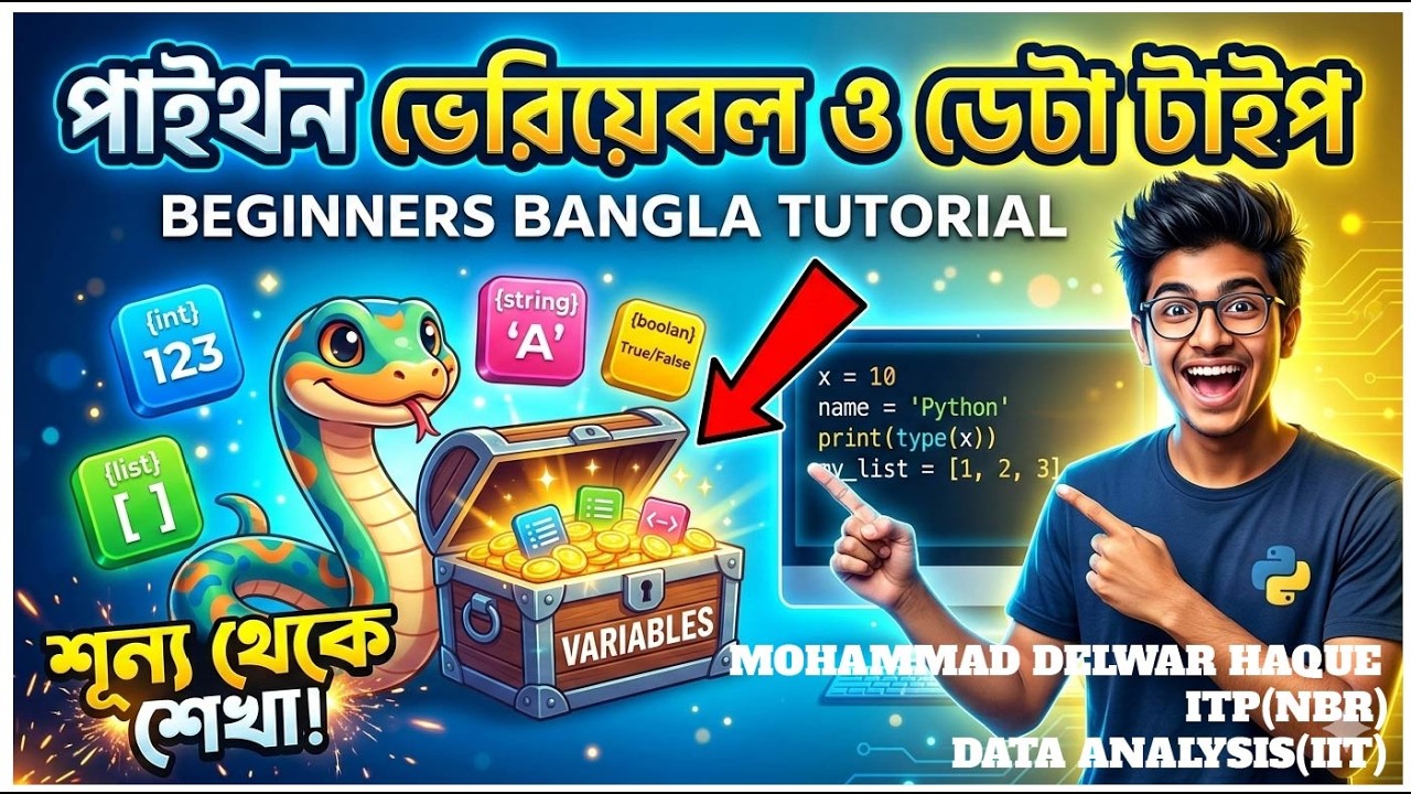 পাইথন ভেরিয়েবল ও ডেটা টাইপ সম্পূর্ণ বাংলায় | Python Variables & Data ...
