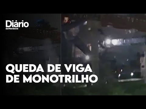 Viga de concreto desaba de estrutura de obra de monotrilho, em São Paulo