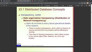 Chapter 23 - Distributed Database System