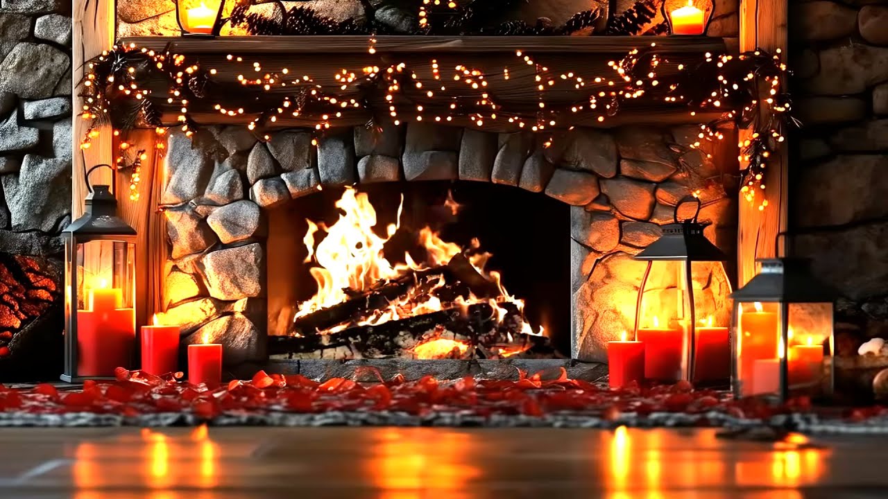 12 hours of crackling fire 🔥 Roaring flames and gentle lo-fi music in the background