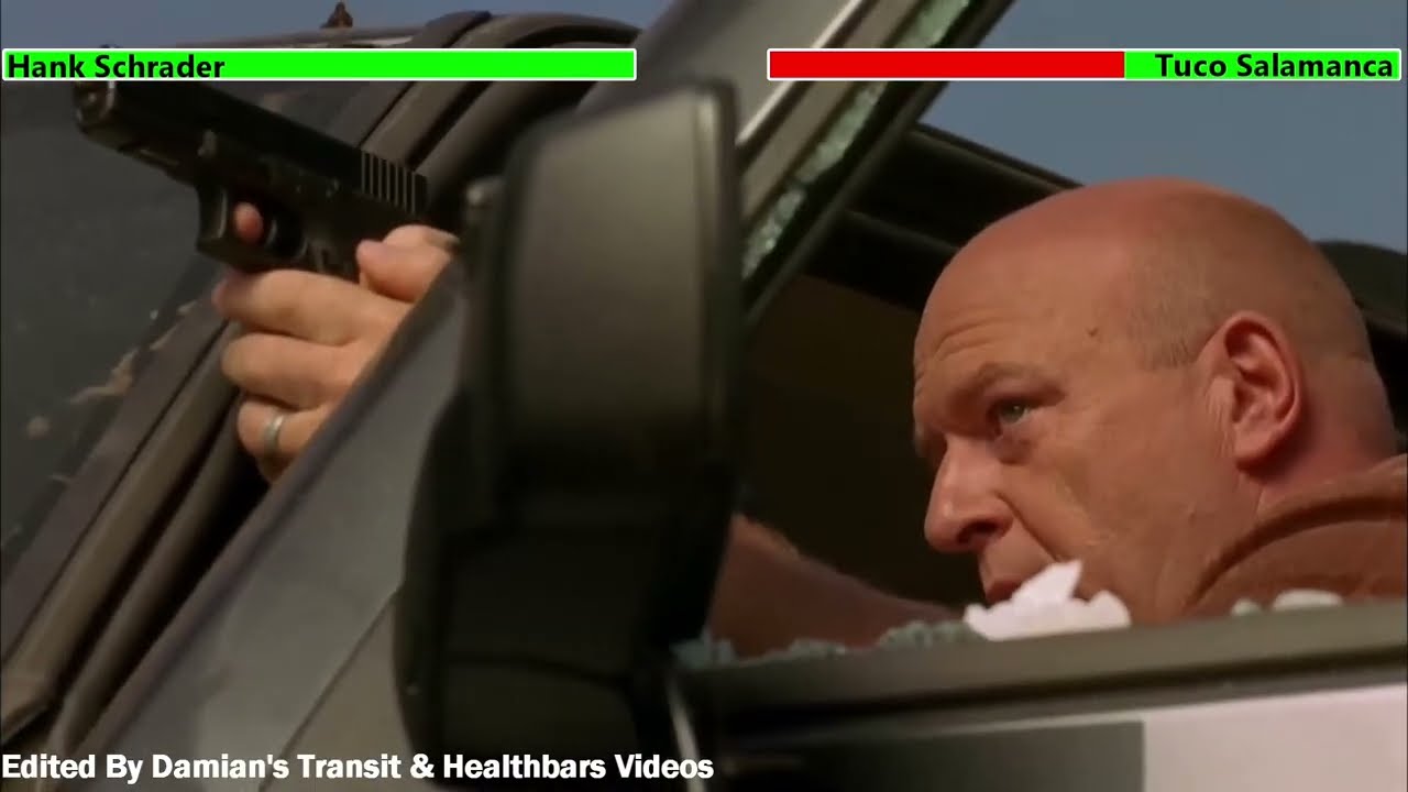 Hank Schrader vs. Tuco Salamanca with healthbars
