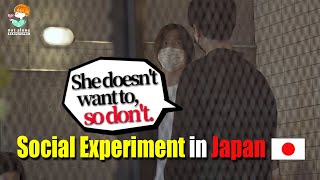 Man continuing to forcefully pick on woman. | Social Experiment in Japan