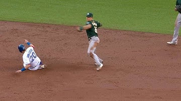OAK@TOR: Blue Jays challenge forceout at second on DP