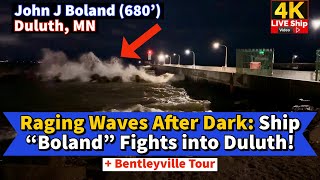 ⚓️Raging Waves After Dark: Ship "Boland" Fights into Duluth!