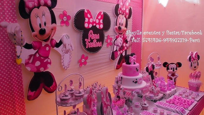 Decoración temática Minnie bebe, fiesta de primer añito de niñas 