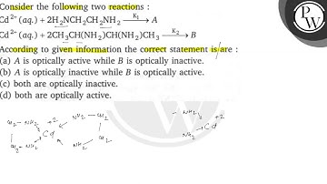 Consider the following two reactions: \[ \begin{array}{l} \mathrm{Cd}^{2+} \text { (aq.) }+2 \ma...
