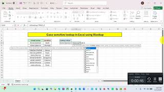 Case sensitive lookup in Excel using Xlookup