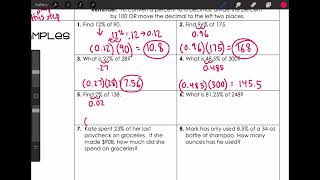 Percent Equations Guided Notes