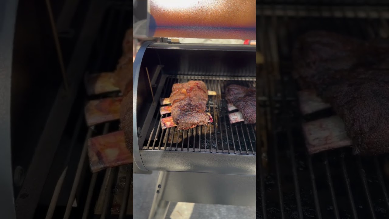 Four hours in at 250 degrees on my Traeger Pro 22 🔥 